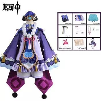 Genshin Qiqi Impact Zombie Cosplay Costume Hat Fancy Dresses Halloween Outfit XS
