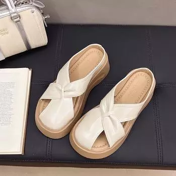 Gentle bag head thick bottom heightening women s outer wear summer new fashionable versatile one-word cool slippers 34