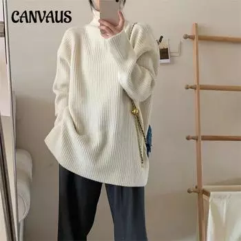 Gentle Department of Lazy Wind Высокий ворот свитера больших размеров для женщин осень-зима свободный трикотаж One Size мятный зеленый