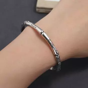 Gentleman such as bamboo retro and old imitation Thai silver bamboo bracelet, versatile simple bracelet for men and women, ethnic style jewelry
