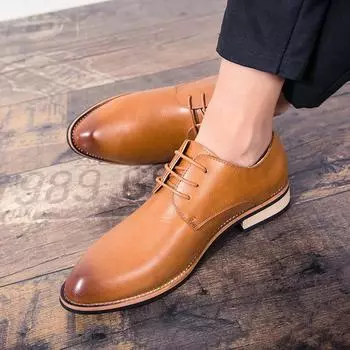 Мужские кожаные туфли, классические мужские туфли-оксфорды в британском стиле, официальные свадебные туфли из натуральной кожи ручной работы со шнуровкой 38 чёрный