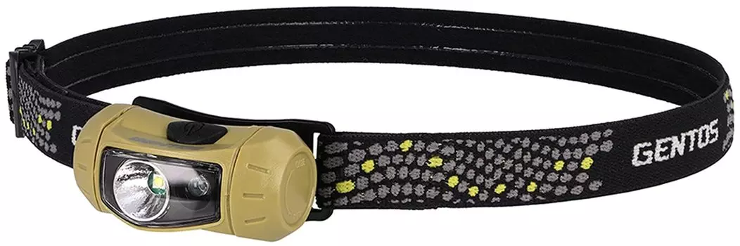 GENTOS LED Headlight AA Battery Operated 120 Lumens Waterproof Outdoor Disaster Prevention Red Sub LED Khaki CP-195DK