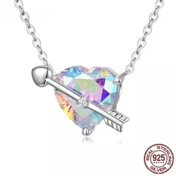 Женское ожерелье с подвеской в виде стрелы Купидона из стерлингового серебра 925 пробы, ювелирные изделия, регулируемая блестящая цепочка в форме сердца
