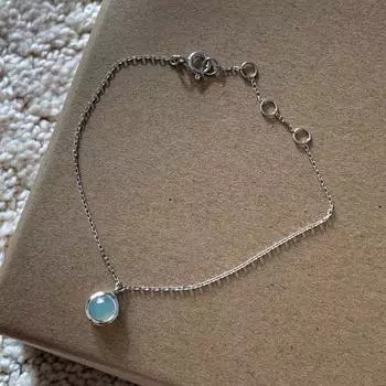 Браслет из настоящего аква-халцедона Sunrise International Natural Gemstone 5.5 TO 7 синий