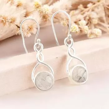 Genuine Black Rutile 925 Sterling Silver Jewelry Earrings For Anniversary Gift CE-15-29