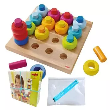 genuine elastic band HABA HABA peg play Rainbow color ring Color ring peg play (Manufacturer s product) [Storage included]