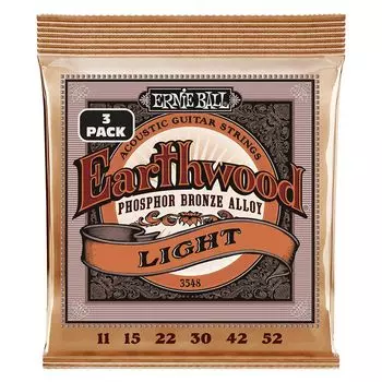 [Genuine] ERNIE BALL 3548 Acoustic Guitar Strings (11-52) EARTHWOOD PHOSPHOR BRONZE LIGHT 3Set Pack