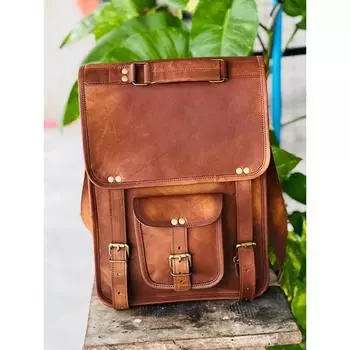 Genuine Goat Leather Vintage Laptop Messenger Bag Cross-body Handmade Men s 15 x 11 x 4 in