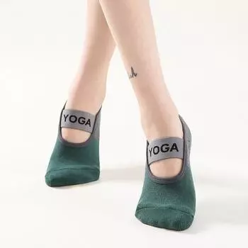 Genuine Goods Yoga Socks Children s Aerobics Fitness Socks round Toe No Toe Pilates Socks Breathable Indoor Sports Non-Slip Socks Dark green