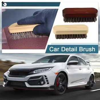 Genuine Horsehair Wooden Brush Car Detailing Polishing Car Handle Brush Premium Brush Cleaning Roof Wash Dashboard Buf S2w8