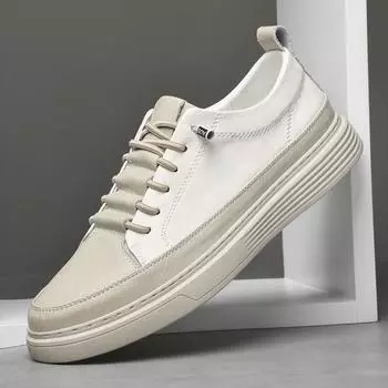 Genuine Leathe Men s Sneakers New Fashion White Casual Sports Shoes Original Lightweight Flats Lace-up Vulcanize Shoes Trainers 38