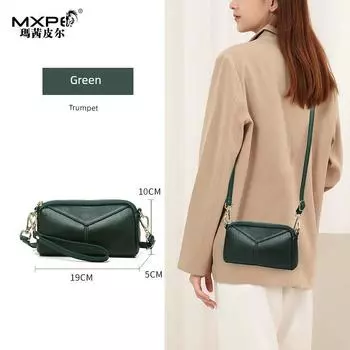 Genuine Leather 2025 Summer New Korean Style Small Bag Women s Messenger Bag Summer Walking Casual Easiest for Match Small Mobile Phone Crossbody Bag Green small size