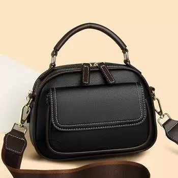 Genuine Leather All-Matching Bag 2025 Spring/Summer New Arrival Fancy Women s Bag Shoulder Crossbody Temperament Leisure Accessible Luxury Vintage Bag Black