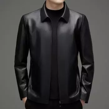 Натуральная кожа осенние и зимние мужские кожаные куртки и овчины тонкие папины куртки среднего возраста свободные лацканы плюс бархатные куртки 170