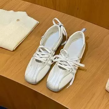 Балетки из натуральной кожи, женские, из овчины, винтажные, сетчатые, повседневные туфли, модные, Мэри Джейн, белые, на мягкой подошве 35