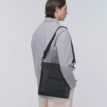 Genuine Leather Baodiejia Korean Style Braided Shoulder & Crossbody Messenger Bag 28*2*27 cm