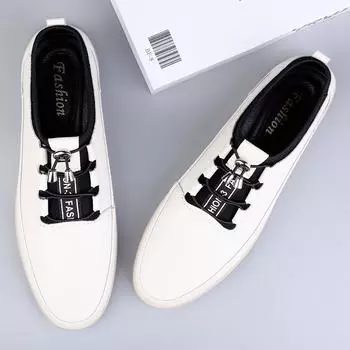 Genuine Leather Business Men Casual Shoes Outdoor Mens Sneakers Male Comfortable Walking Shoe 2024 Lace-Up for Men Skate Shoes 38 бежевый