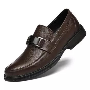 Genuine Leather Casual Shoes Fashion Men s Comfortable Loafers Soft Sole Non-slip Men Driving Footwear Business Walking Flats 38 коричневый