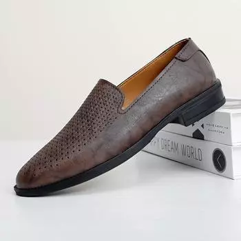 Genuine Leather Casual Shoes Handmade Mens Sneakers Outdoor Male Slip on Shoes Breathable Driving Flats Hot Sale Simple Loafers 36 чёрный