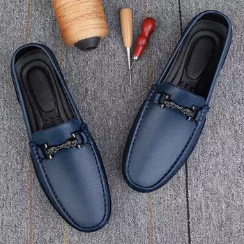 Genuine Leather Casual Shoes Men Lightweight Leather Shoes Men s Fashion Men s Outdoor Walking Shoes Men Walking Shoes Loafers 38 чёрный