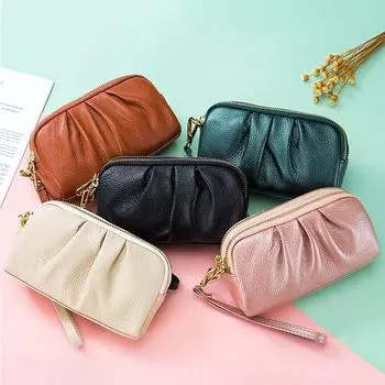 Клатч из натуральной кожи, сумки для телефона, женский кошелек для монет, женские кошельки, кошелек с держателем для карт, кошельки, длинный стиль, на молнии чёрный