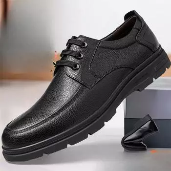 Мужская обувь из натуральной коровьей кожи на весну и осень, деловая, повседневная, дышащая, на мягкой подошве для среднего и пожилого возраста, нескользящая кожаная обувь 38