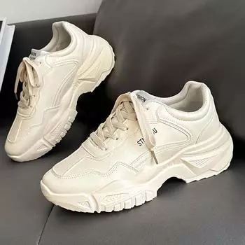 Genuine leather dad shoes trendy casual versatile men s spring and autumn ultra-light thick-soled heightening sports trendy shoes 39