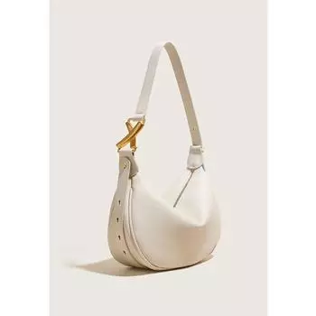 Genuine Leather Fashion Bag Female Tote Bag Advanced Texture Niche Style 2025 New Arrival Leather One-Shoulder Messenger Bag Underarm Bag Beige White
