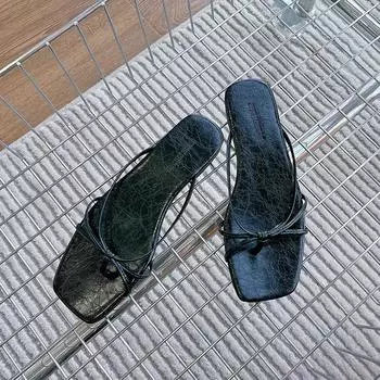 Genuine leather flip-flops 2025 summer new fashion high-end outer slippers women s casual versatile French sandals 35