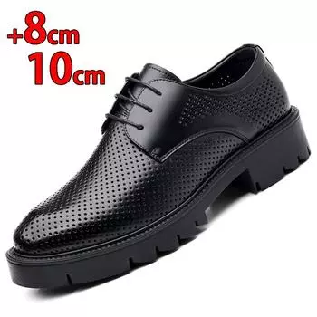 Натуральная кожа полые летние толстые подошвы деловые платья подъемные туфли для мужчин подъемные туфли на платформе свадебные вечеринки банкет повседневные 37