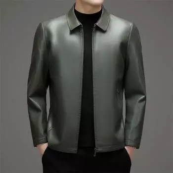 Куртка из натуральной кожи, осенне-зимняя мужская кожаная куртка, тонкая, для папы среднего возраста, свободные лацканы, плюс замшевая кожаная куртка 170