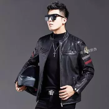 Куртка из натуральной кожи, мужская осенняя новая кожаная куртка, красивая повседневная универсальная модная красивая куртка из коровьей кожи первого слоя M