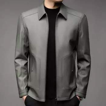 Куртка из натуральной кожи, мужская, новая, осенняя, бархатная, высококачественная, мотоциклетная, куртка из овчины, повседневная, с лацканами 170