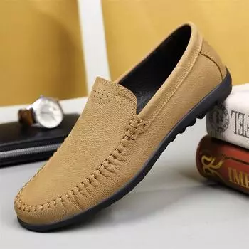 Genuine Leather Male Casual Footwear Luxury Brand Mens Loafers Moccasins Breathable Slip on Driving Shoes Handmade Walking Shoes 38 чёрный