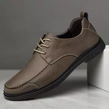 Genuine Leather Male Casual Oxford ShoesShoes Lace-up Dress Shoes Classic Business Footwear Luxury Mens Handmade Gentleman Shoes 37