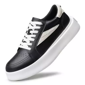 Genuine Leather Male Walking Shoes 2025 New Mens Sneakers Stylish Lace-Up Men Casual Flats Classic All-match Men s Skate Shoes 36 чёрный