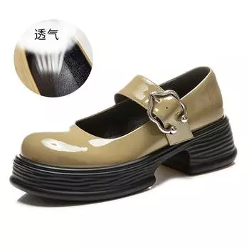 Genuine leather Mary Jane shoes 2025 spring new retro thick heel small leather shoes shallow mouth medium heel single shoes women s casual women s sh 35