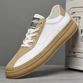 Genuine Leather Men Casual Shoes Breathable Hollow Out Sneakers Fashion Driving Walking Tennis Shoes Versatile Male Skate Flats 37 черный белый
