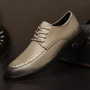 Genuine Leather Men Casual Shoes British Lace-up Oxford Shoes Elegantes Men s Classic Business Dress Shoes Luxury Brand Sneakers 38 чёрный