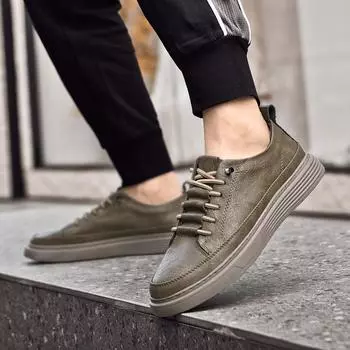Genuine Leather Men Casual Shoes Handmade Male Comfortable Skate Shoe All-match Mens Vintage Sneakers New Breathable Male Flats 38