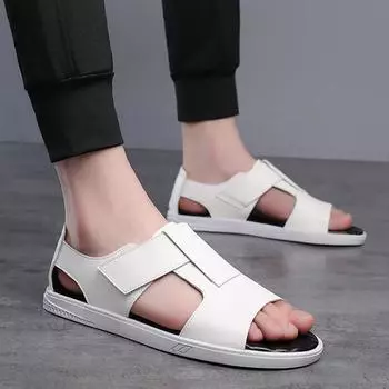 Genuine Leather Men Casual Shoes Luxury Sandals 2024 Mens Loafers Moccasins Breathable Slip on Driving White Shoe Man Breathable 6 чёрный