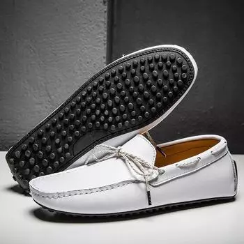 Genuine Leather Men Casual Shoes Luxury White Mens Loafers Moccasins Man Breathable Light Soft Driving Shoes Plus Size 38-48 49 38