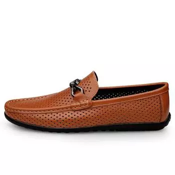 Genuine Leather Men Casual Shoes Mens Breathable Shoes Slip On Black Driving Shoes Business Formal Shoes 37 чёрный