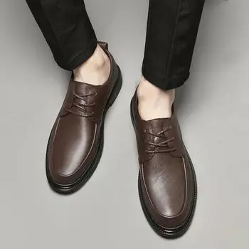 Genuine Leather Men Casual Shoes Mens High Quality Loafers 2024 New Classic Men Shoes for Wedding Male Comfortable Office Shoe 38 чёрный