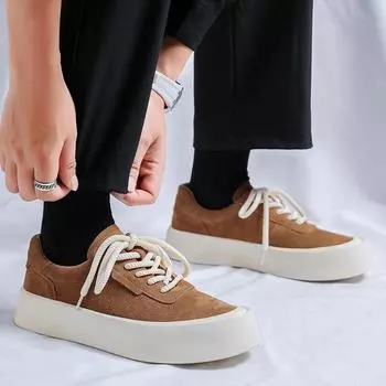 Genuine leather men s board shoes Trendy minimalist versatile style Leisure Outdoor Party walking office youth quality shoes 38 коричневый