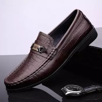 Genuine Leather Men s Casual Shoes High Quality Loafers Fashion Slip-on Footwear Comfortable Breathable Driving Shoes Moccasins 36 чёрный