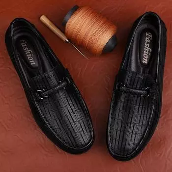 Мужская повседневная обувь из натуральной кожи, роскошные лоферы, итальянская удобная формальная обувь для мужчин, обувь для вождения, мокасины 38 чёрный