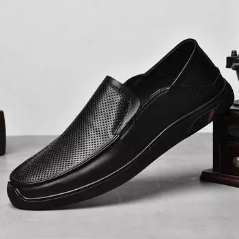 Genuine Leather Men s Loafers Fashion Design Moccasin Slip on Soft Flats Leisure Walk Casual Shoes Adult Male Business Footwear 38