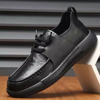 Genuine leather men s shoes 2025 autumn and winter new thermal cotton shoes soft surface thick sole versatile men s velvet casual leather shoes 38