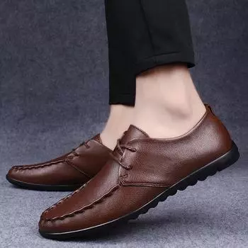 Мужские туфли из натуральной кожи Минималистичный и удобный стиль Офисные туфли для вождения Повседневные деловые туфли для вечеринок Высококачественная обувь для взрослых Новые 38 чёрный